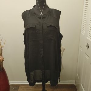 Plus Size Sheer Black Shirt